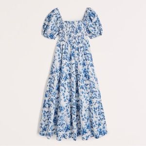 NEW Abercrombie Smocked Bodice Poplin Midi Dress